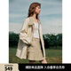 ELLE法式拼接格紋寬松風衣女2025春季新款設計感休閑通勤時髦外套 卡其 L