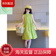 WVD國際品牌女童夏季洋裝2025新款棉布裙中大童夏裝薄款甜美風(fēng) 綠色洋裝 120 cm:【建議身高110-120cm】