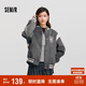 森馬（Semir）外套女刺繡拼接撞色寬松夾克2024冬季仿毛呢棒球服109724108004