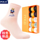 POLO女士襪子卡通小熊字母厚款保暖女襪5雙 秋冬款跑步吸汗棉襪中筒襪 五色五雙【型號1981】 均碼 36-39碼合適
