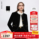 朗姿絲絨圓領(lǐng)優(yōu)雅干練小香風(fēng)上衣時(shí)尚通勤短外套女2025年冬季新款 黑色 S