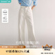 茵曼簡(jiǎn)約通勤闊腿直筒長(zhǎng)褲夏秋女裝高腰顯瘦寬松休閑褲子 珍珠白 29 