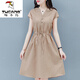 啄木鳥(niǎo)棉麻連衣裙亞麻裙子高檔夏裝2025年新款女小個(gè)子減齡遮肚收腰貴夫 卡其色 XL 建議【120-135斤】