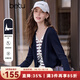 betu女裝2025秋季新款針織衫撞條紋假兩件套簡(jiǎn)約顯瘦長(cháng)袖2508T05 深寶蘭 L