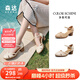 森達(dá)時(shí)裝涼鞋女款2025夏季新款商場(chǎng)同款粗跟高跟鞋XMC01BQ5 米白 37