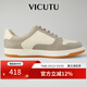 威可多（VICUTU）男士休閑鞋舒適輕便真皮皮鞋商務(wù)通勤板鞋百搭小白鞋 灰+白色 40