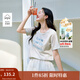 茵曼棉質(zhì)刺繡圓領(lǐng)短袖T恤女裝2025夏季新款字母標語(yǔ)閃片上衣 淺花灰 M