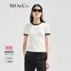 MO&Co.撞邊圓領(lǐng)字母組合標語(yǔ)印花修身短袖T恤美式上衣上裝摩安珂 米杏色 S 160