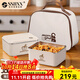 SSIIXX日本品牌保溫飯盒上班族可微波爐加熱多層不銹鋼便當盒學(xué)生小餐盒 304米色-兩個(gè)裝 1000ml 配保溫袋