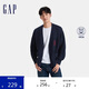 GAP男裝秋冬款棉質(zhì)可機洗logo絞花針織開(kāi)衫粗針毛衣678606