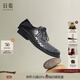 日著(zhù)原創(chuàng  )品牌女鞋秋季夏黑色休閑真皮單鞋新復古回潮尖頭皮鞋 俠黑 39