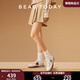 BEAUTODAY德訓鞋女鞋子2025新款復古板鞋運動(dòng)輕便休閑鞋女平底小白鞋老爹鞋 米白紅 37