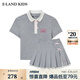 E·LAND KIDS衣戀【博主同款】芭蕾系列夏季新品女童學(xué)院風(fēng)襯衫短裙套裝 M/Grey麻灰色/18 120 cm