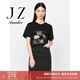 玖姿·安娜蔻【草目系列】珠片刺繡OVERSIZE休閑T恤女夏款 經(jīng)典黑-第三批-KWFX83236 XL