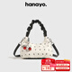 hanayo品牌新款斜挎包包女包櫻桃掛件單肩包時(shí)尚新月包生日禮物送女友 White 白色