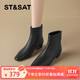 星期六（St&Sat）粗跟小皮靴顯高顯瘦女短靴秋冬百搭馬丁靴 SSD3116P3F 黑色 37