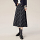 熙世界（sllsky）英倫學(xué)院風(fēng)格紋毛呢半身裙2025秋冬款中長(cháng)款復古A字傘裙 學(xué)院藍 M