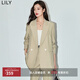 LILY【宋茜同款】秋新款女裝氣質(zhì)高級通勤設計感簡(jiǎn)約西裝外套 322灰綠 M