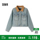 森馬（Semir）森柔牛仔|牛仔外套女短款翻領(lǐng)做舊秋夾克小個(gè)子街頭103524108001