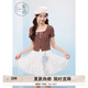 紫涵（ZIHAN）紫涵木耳邊蛋糕裙女2025年夏季新款甜美網(wǎng)紗內(nèi)襯拼接高腰a字短裙 白色 M