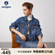 Navigare意大利小帆船女士短外套秋冬復古牛仔服純棉親膚休閑簡(jiǎn)約夾克外套 方鈉石藍 XL