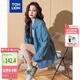 唐獅（TonLion）2025春女復古口袋牛仔翻領(lǐng)長(cháng)袖襯衫 中牛仔藍 S 