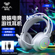 狼蛛（AULA）S611電腦頭戴式耳機 游戲耳機耳麥 網(wǎng)吧電競吃雞筆記本重低音有線(xiàn)聽(tīng)聲辯位 S611白色【USB+單3.5接口】
