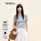 MO&Co.【秦嵐同款active系列】短袖T恤2025秋新品短款MBE3TEE006 冰灰藍(lán)色 S /160
