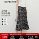 紅袖復古碎花半身裙2025夏季新款女裝【繁花協(xié)奏】A字中腰顯瘦雪紡裙 黑底花658 S