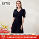 愛(ài)特愛(ài)（EITIE）氣質(zhì)V領(lǐng)顯瘦網(wǎng)紗拼接連衣裙時(shí)尚通勤簡(jiǎn)約春季新款6907620 深藍色31 L 165