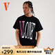 VLONE【StapleHoodle】春夏男女同款經(jīng)典大LOGO美潮純棉男士短袖T恤 黑粉-經(jīng)典大V款 L