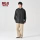 無(wú)印良品（MUJI）男式 法蘭絨 寬版襯衫 男士長(cháng)袖襯衣外套厚款純棉空調衫 AC09CC4A 炭灰色 M(170/92A)