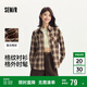 森馬（Semir）長袖襯衫女中長款慵懶寬松落肩秋季chic復古格紋襯衣101524105004