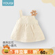 優(yōu)奇嬰兒裙子秋冬款?yuàn)A棉寶寶連衣裙背心無袖裙洋氣可愛時(shí)髦女童秋冬裝 米杏色 73cm