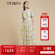 PORTS寶姿商場(chǎng)同款2022春夏新款女裝“絢爛夏花”印花連衣長(zhǎng)裙 亞麻淺金印花 M (6)