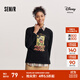 森馬[商場(chǎng)同款]迪士尼米奇家族合作系列長(cháng)袖T恤女2025春新款上衣 黑色90001 XL