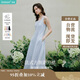 茵曼（INMAN）法式收腰顯瘦方領(lǐng)吊帶連衣裙女裝2025夏季新品長(cháng)裙子 藍色 M