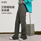 VVC休閑褲女三防加絨工裝褲高腰傘兵褲戶外出行防風(fēng)運動褲子 藤霧灰 M