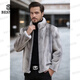 BESNOS意大利品牌水貂皮大衣男皮草外套真貂毛2024年冬季新款立領(lǐng)拉鏈 灰色 M (適合110斤左右穿)