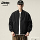 JEEP SPIRIT美式男士夾克衫2025秋季薄款工裝上衣男飛行夾克冬季加厚保暖外套 黑色 【春秋厚度】 XL 【135-150斤】