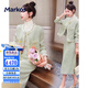 Markos國際品牌名媛氣質(zhì)套裝女2025春秋季新款小香風(fēng)短外套半身裙兩件套 豆綠色套裝 M