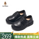 暇步士（Hush Puppies）童鞋兒童皮鞋牛皮真皮黑色男孩演出禮服西裝時裝男童單鞋子 HP5801003黑色真皮款 34
