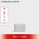 CHARLES&KEITH拼接菱格鏈條單肩斜挎小方包包女包生日禮物CK2-80701360 Sea Salt Blue海鹽藍 S