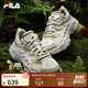 FILA 楊冪同款斐樂(lè)女鞋F(xiàn)ERN運(yùn)動(dòng)鞋蕨草鞋厚底休閑鞋老爹鞋子女 杏仁奶白/雪白-AS 37.5
