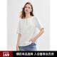ELLE法式一字領(lǐng)設(shè)計(jì)感寬松短袖女2025夏新款休閑拉鏈通勤小眾T恤 白色 L