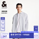 杰克·瓊斯（JACK&JONES）百搭時(shí)尚簡(jiǎn)約潮條紋logo織布尖領(lǐng)長(zhǎng)袖襯衫外套上衣男裝225205003 A06本白色 常規(guī) M
