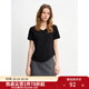 獨束大碼女裝簡(jiǎn)約“瘦瘦T”V領(lǐng)修身上衣2025夏季新款簡(jiǎn)約百搭T恤 暮色黑（V領(lǐng)） 2XL （尺碼：4）