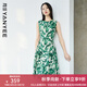 顏域氣質(zhì)圓領(lǐng)碎花無(wú)袖連衣裙女春裝2025年新款收腰減齡印花背心裙 綠花 M 38