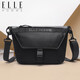 ELLE HOMME男士單肩包 潮流輕便帆布斜挎包 防潑水休閑手機包男包2430黑色