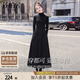 絲柏舍高領(lǐng)連衣裙2025秋裝新款女長(zhǎng)袖拼接顯瘦修身中長(zhǎng)裙